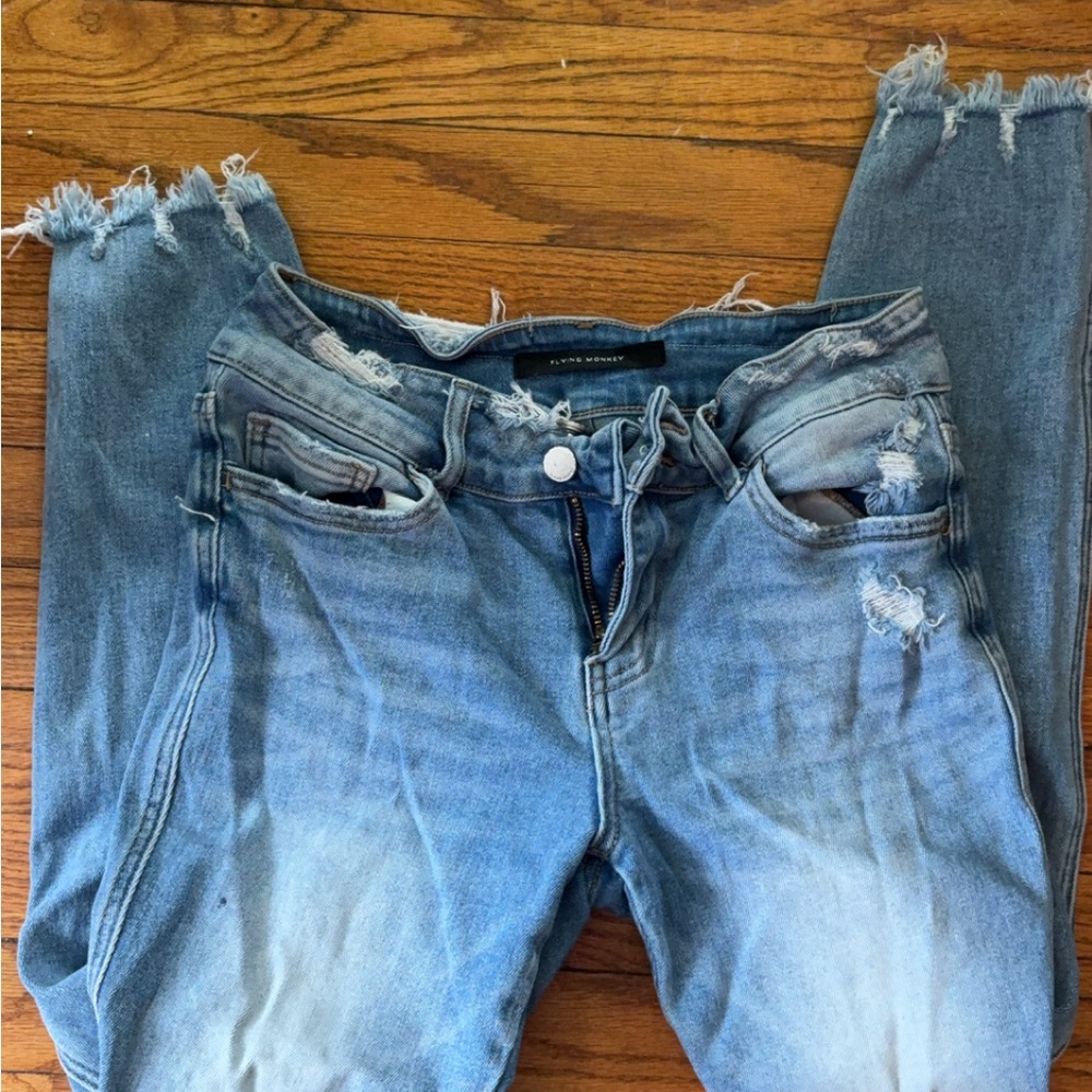 Women's Distressed Blue Jeans